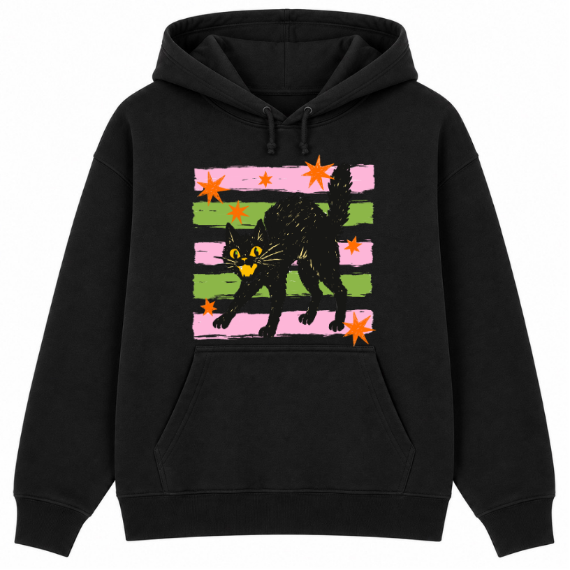 Retro Black Cat Classic Unisex Hoodie