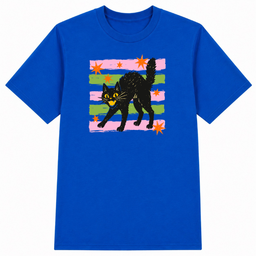 Retro Black Cat Classic Unisex T-Shirt