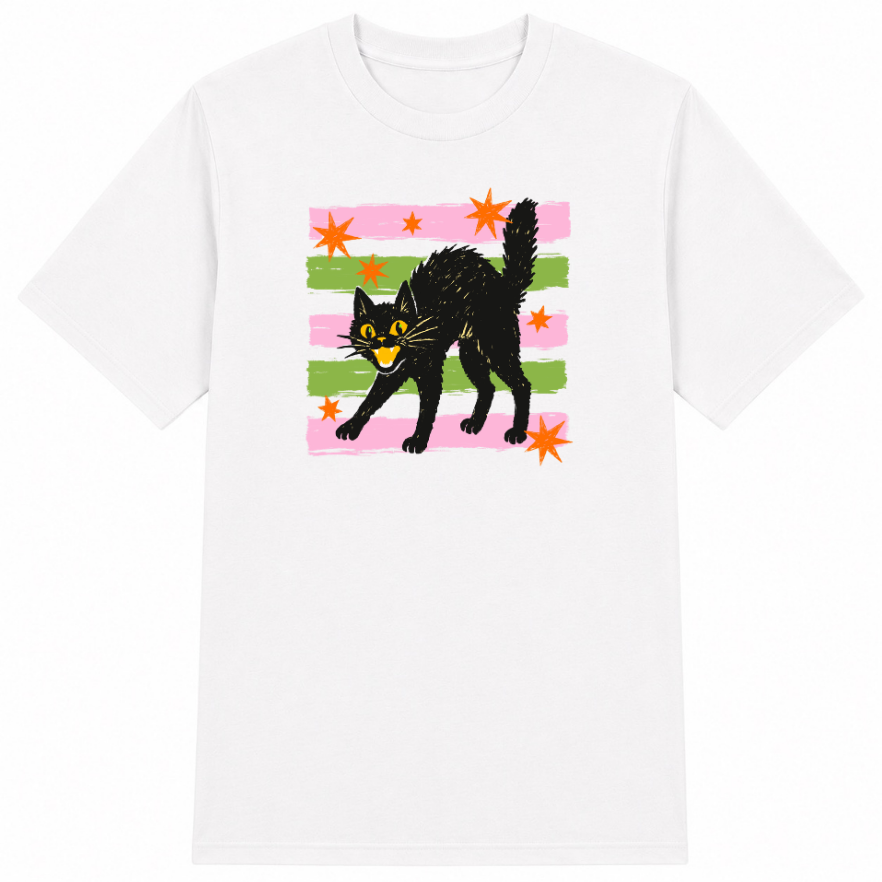 Retro Black Cat Classic Unisex T-Shirt