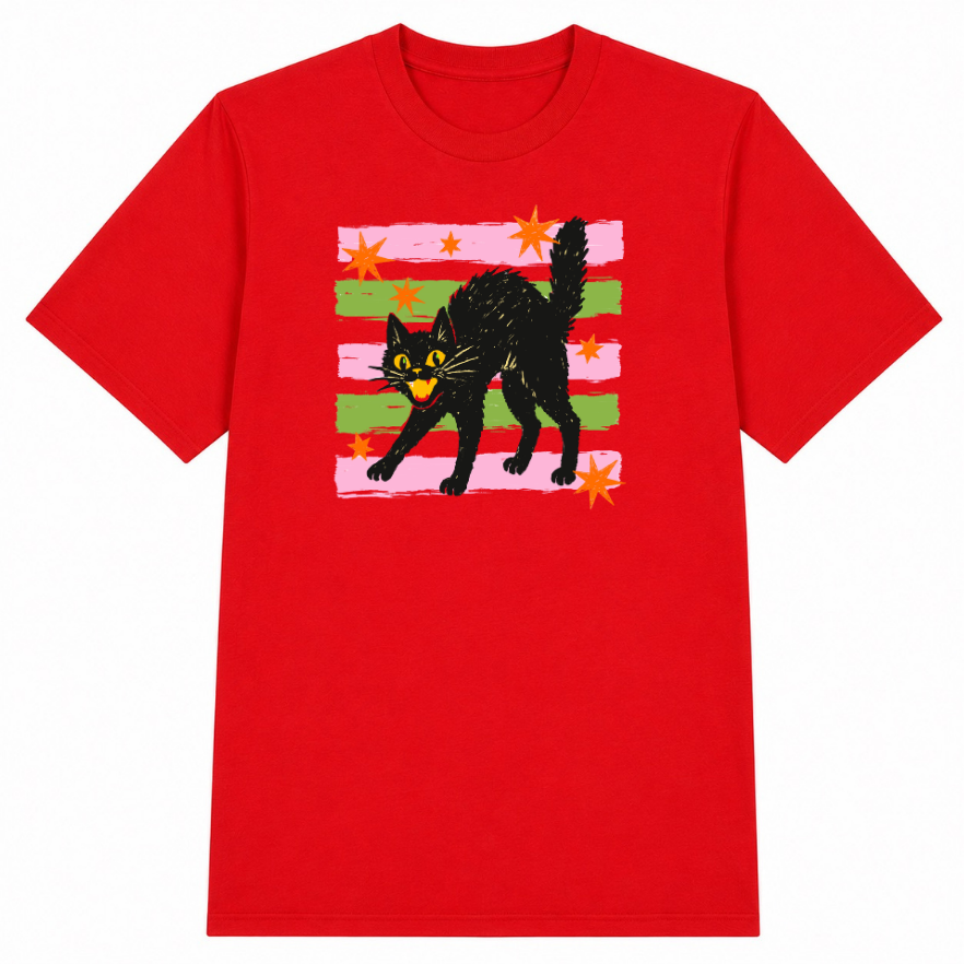 Retro Black Cat Classic Unisex T-Shirt
