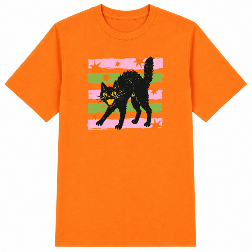 Retro Black Cat Classic Unisex T-Shirt