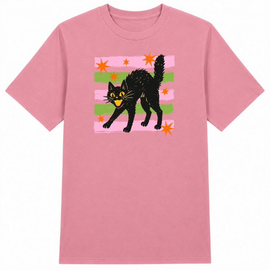 Retro Black Cat Classic Unisex T-Shirt