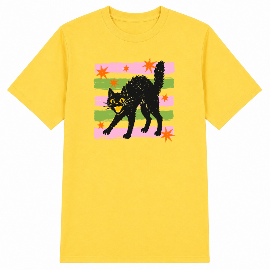Retro Black Cat Classic Unisex T-Shirt