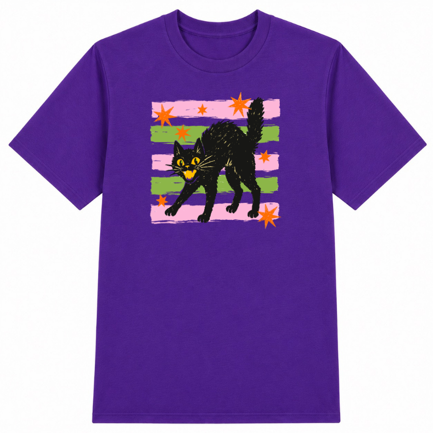 Retro Black Cat Classic Unisex T-Shirt