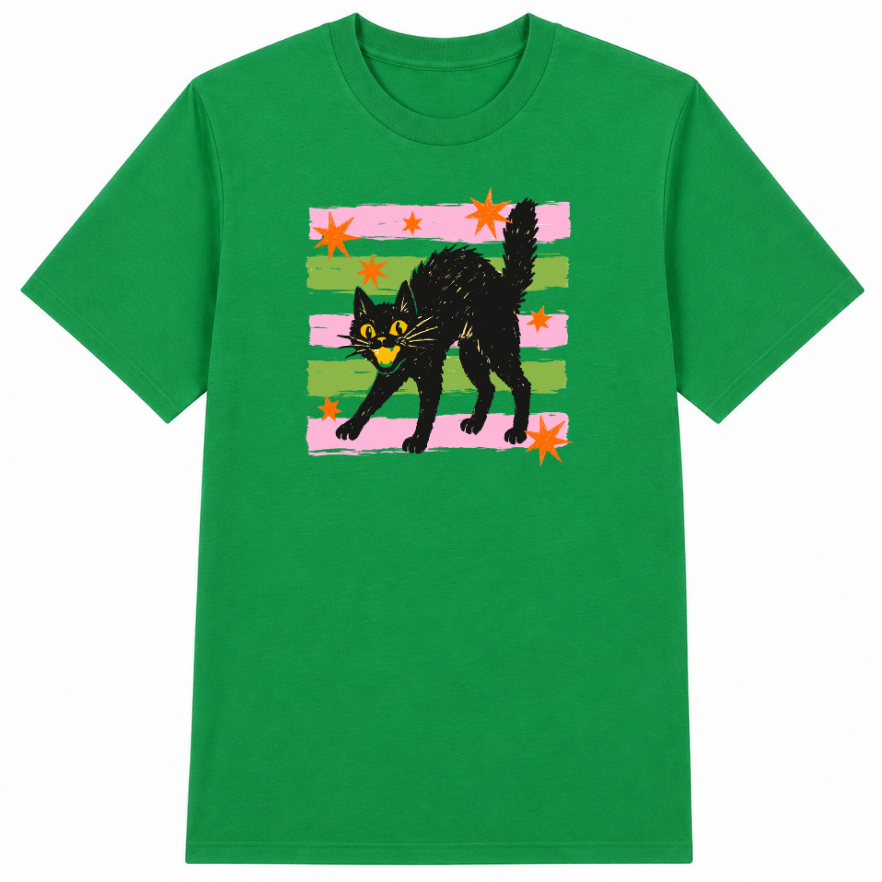 Retro Black Cat Classic Unisex T-Shirt