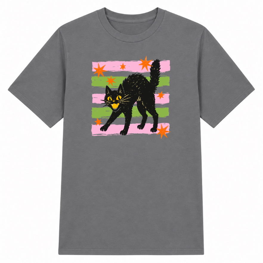 Retro Black Cat Classic Unisex T-Shirt