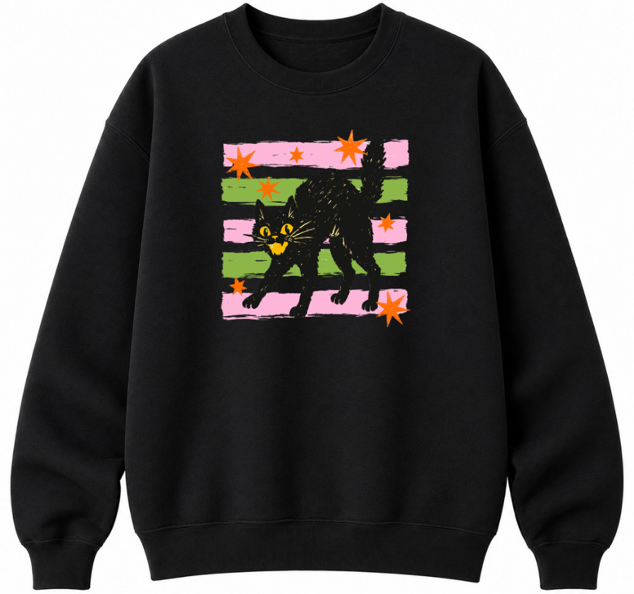 Retro Black Cat Classic Unisex Sweatshirt