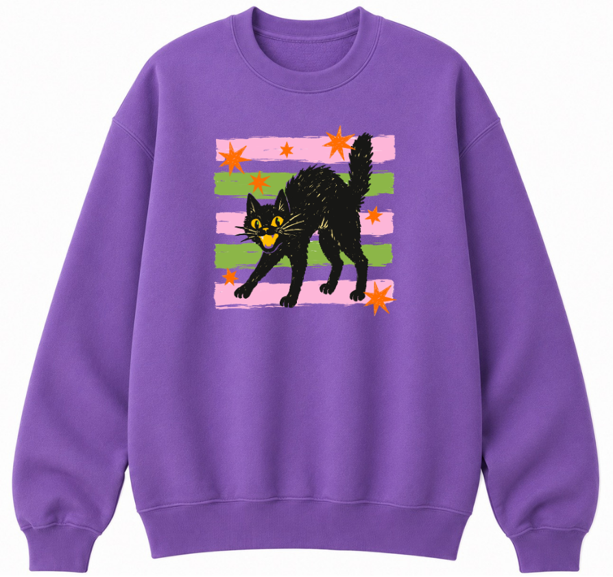 Retro Black Cat Classic Unisex Sweatshirt